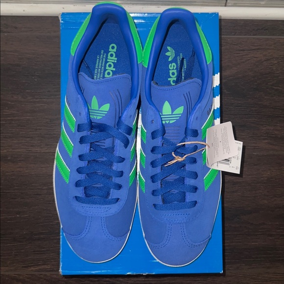 Adidas Men’s Gazelle Royal Blue and Green Sneakers, Size: 8.5 - Picture 5 of 8